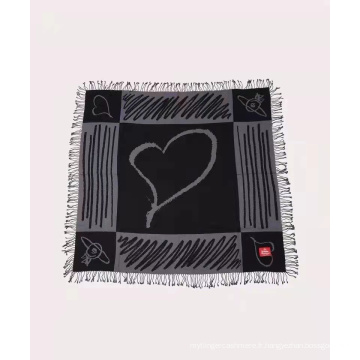 Foulard carré de motif jacquard de laine mérinos unique